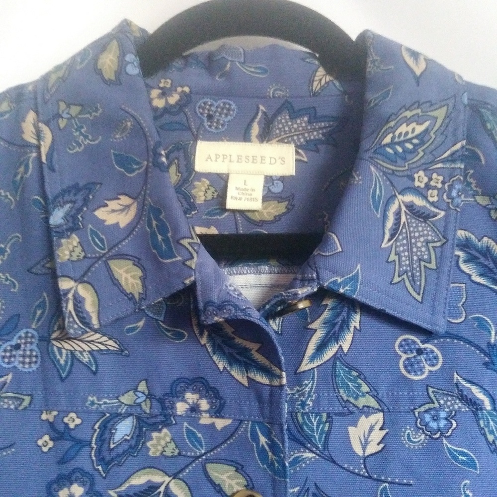 Appleseed's Button Down Jacket Top Floral Size L - image 2